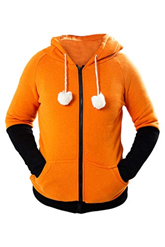 mewjoy Fox Ears Cosplay Kapuzen-Sweatshirts Niedliches Tierkostüm Mantel Jacke Orange Unisex Hoodies für Frauen Erwachsene L von mewjoy
