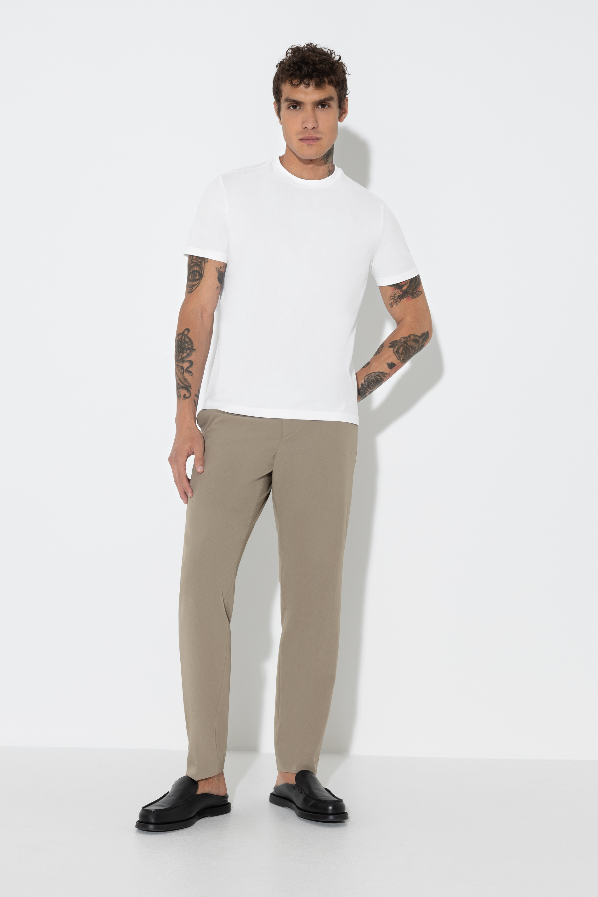Crew Neck Shirt Serie Cotone Stretch Weiss von mey