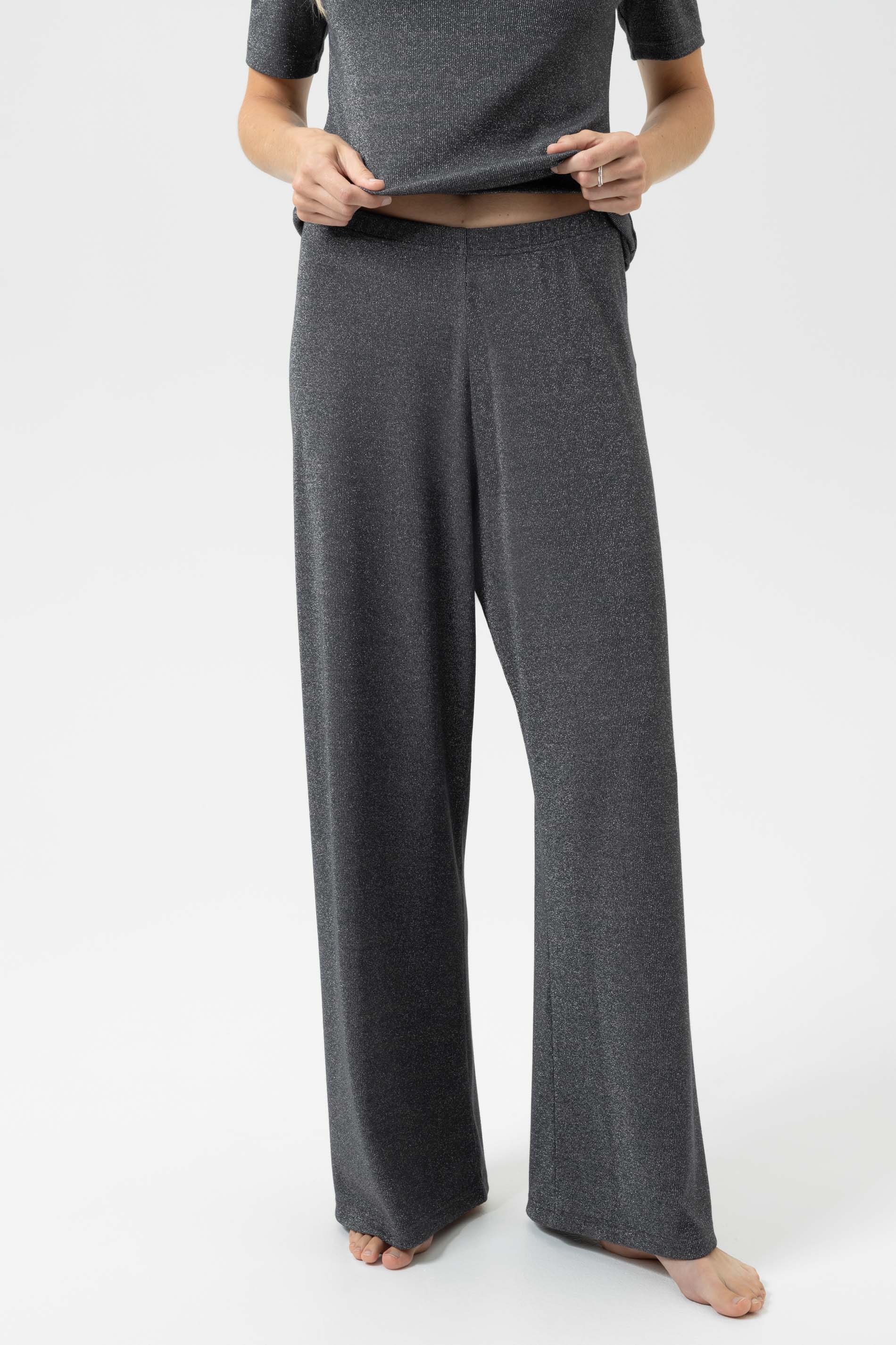 Hose lang Serie Sparkling Rib Thunder Grey von mey