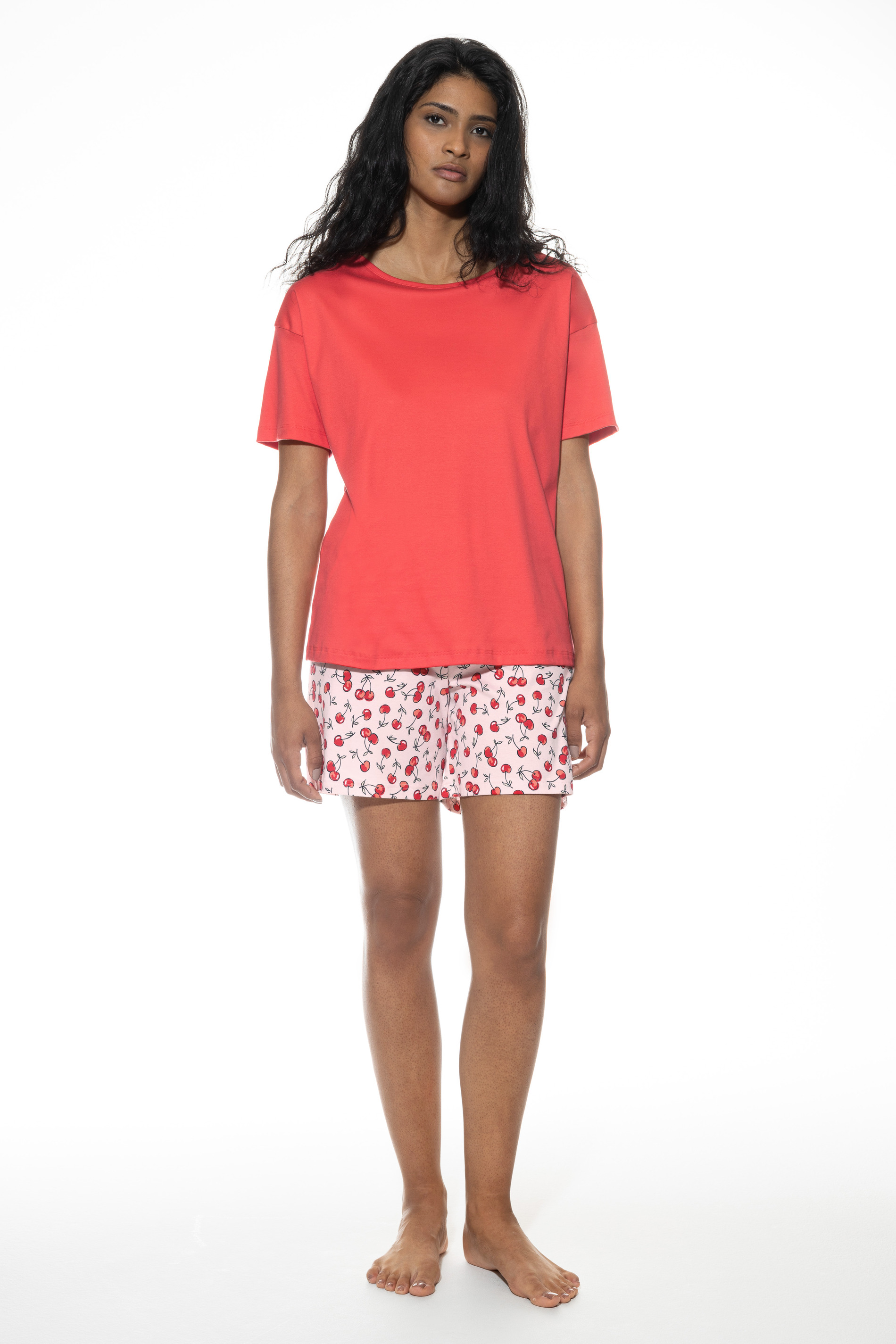 Kurzer Pyjama Serie Cherry Rush Bonbon Pink von mey