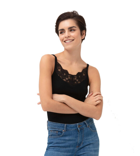 Mey Damen Spaghetti-Top Organic mit Spitze Bio-Baumwolle von mey