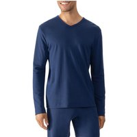 Mey Herren Longsleeve blau Baumwolle unifarben von mey