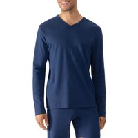 Mey Herren Longsleeve blau Baumwolle unifarben von mey