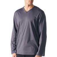 Mey Herren Longsleeve grau Baumwolle unifarben von mey