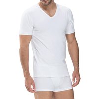 Mey Herren T-Shirt weiß Baumwolle unifarben von mey