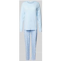Mey Pyjama mit geripptem Rundhalsausschnitt in Hellblau, Größe 46 Mey Pyjama mit geripptem Rundhalsausschnitt in Hellblau, Größe 46 von mey
