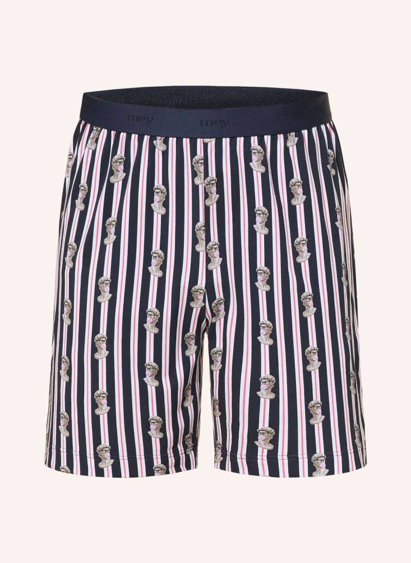 Mey Schlafshorts Serie Marble Muse blau von mey