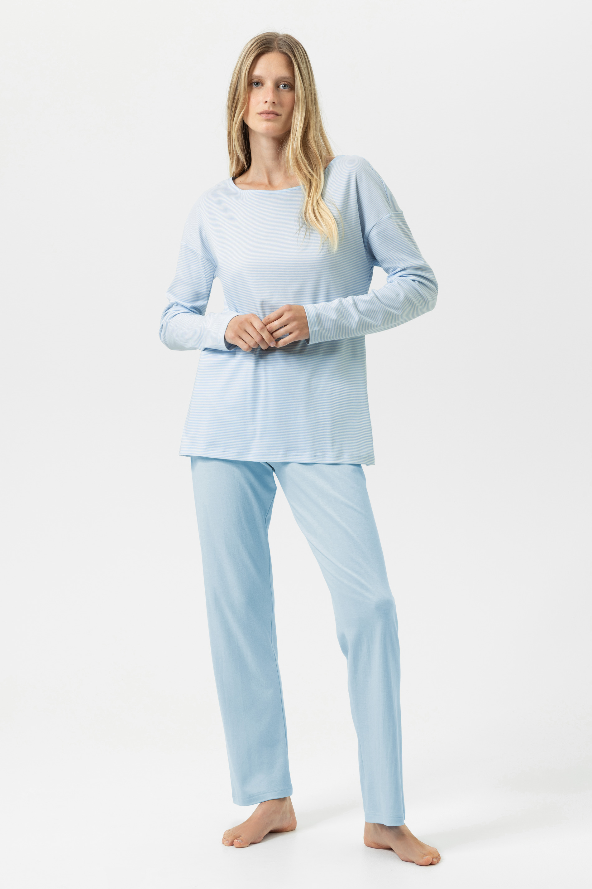 Pyjama Serie Simple Stripes Alice Blue von mey