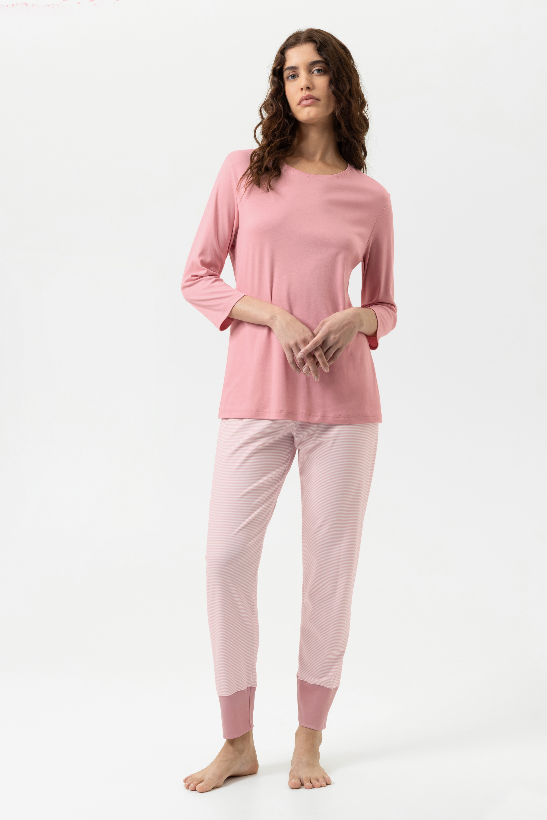 Pyjama Serie Simple Stripes Bridal Rose von mey