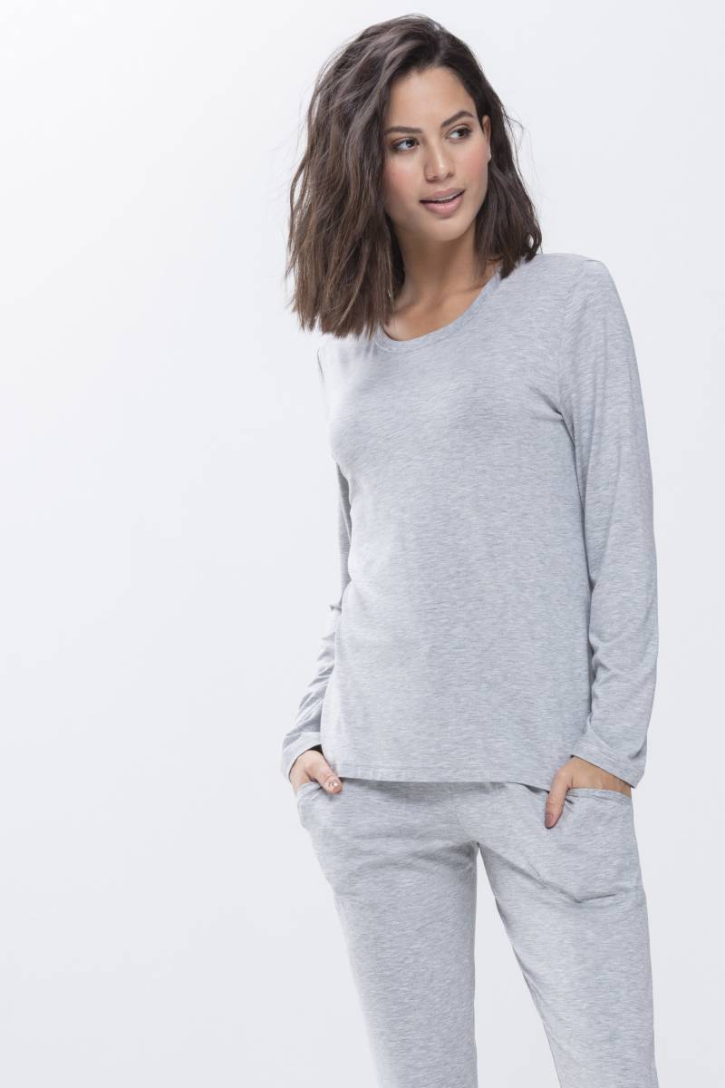 Shirt langarm Serie Sleepy & Easy Hellgrau-Melange von mey