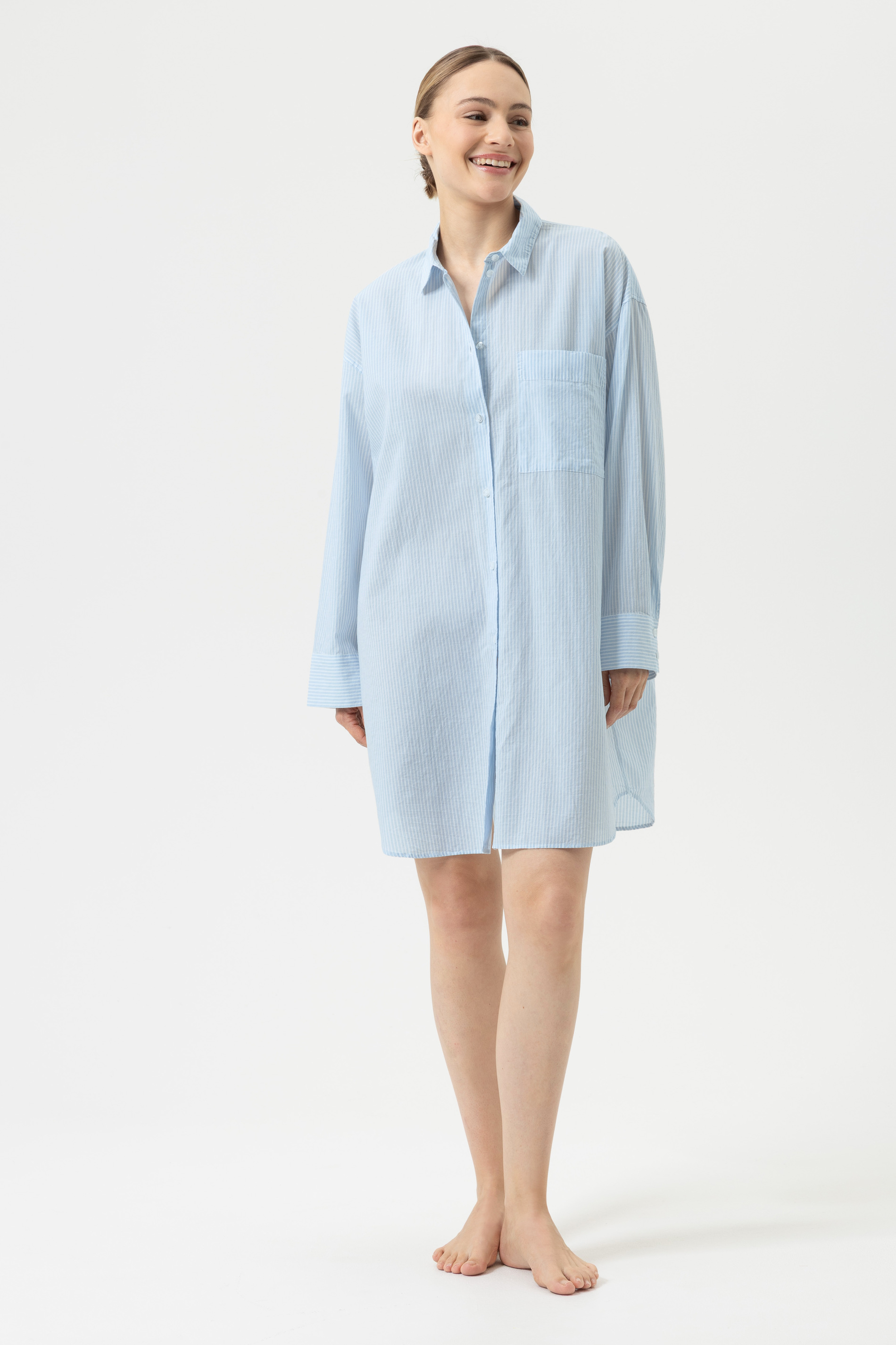 Sleepshirt Serie Cotton Stripes Powder Blue von mey