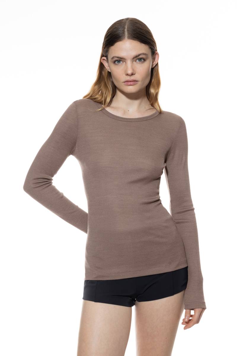 Langarm-Shirt Serie Wool Love Deep Taupe von mey