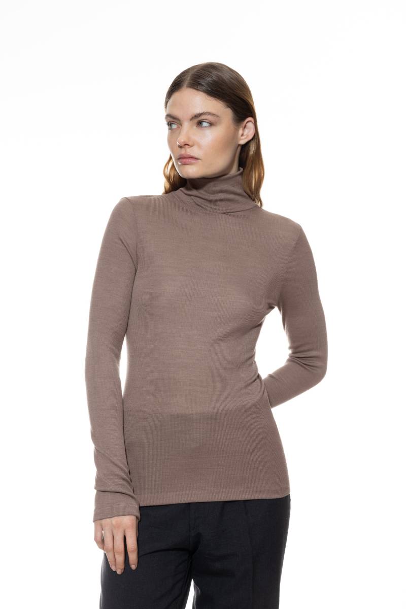 Langarm-Shirt Serie Wool Love Deep Taupe von mey