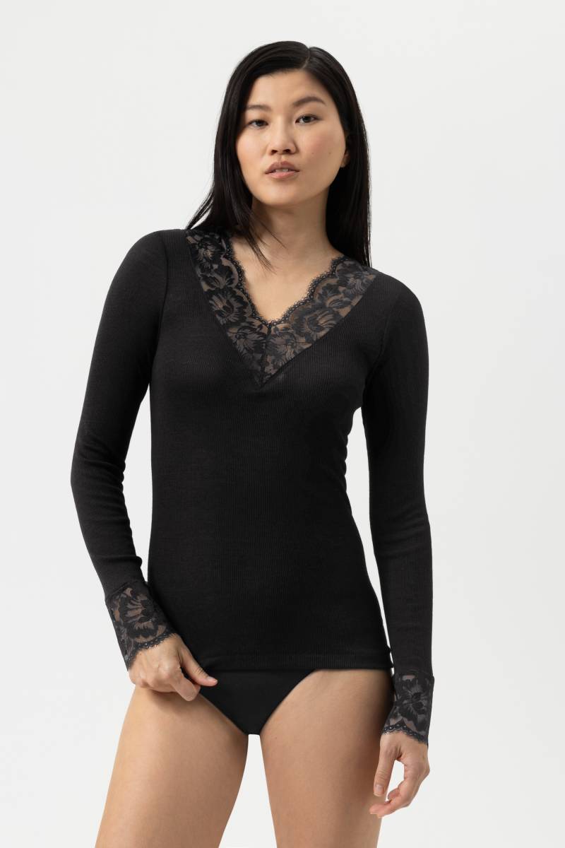 Langarm-Shirt Serie Wool Love Schwarz von mey