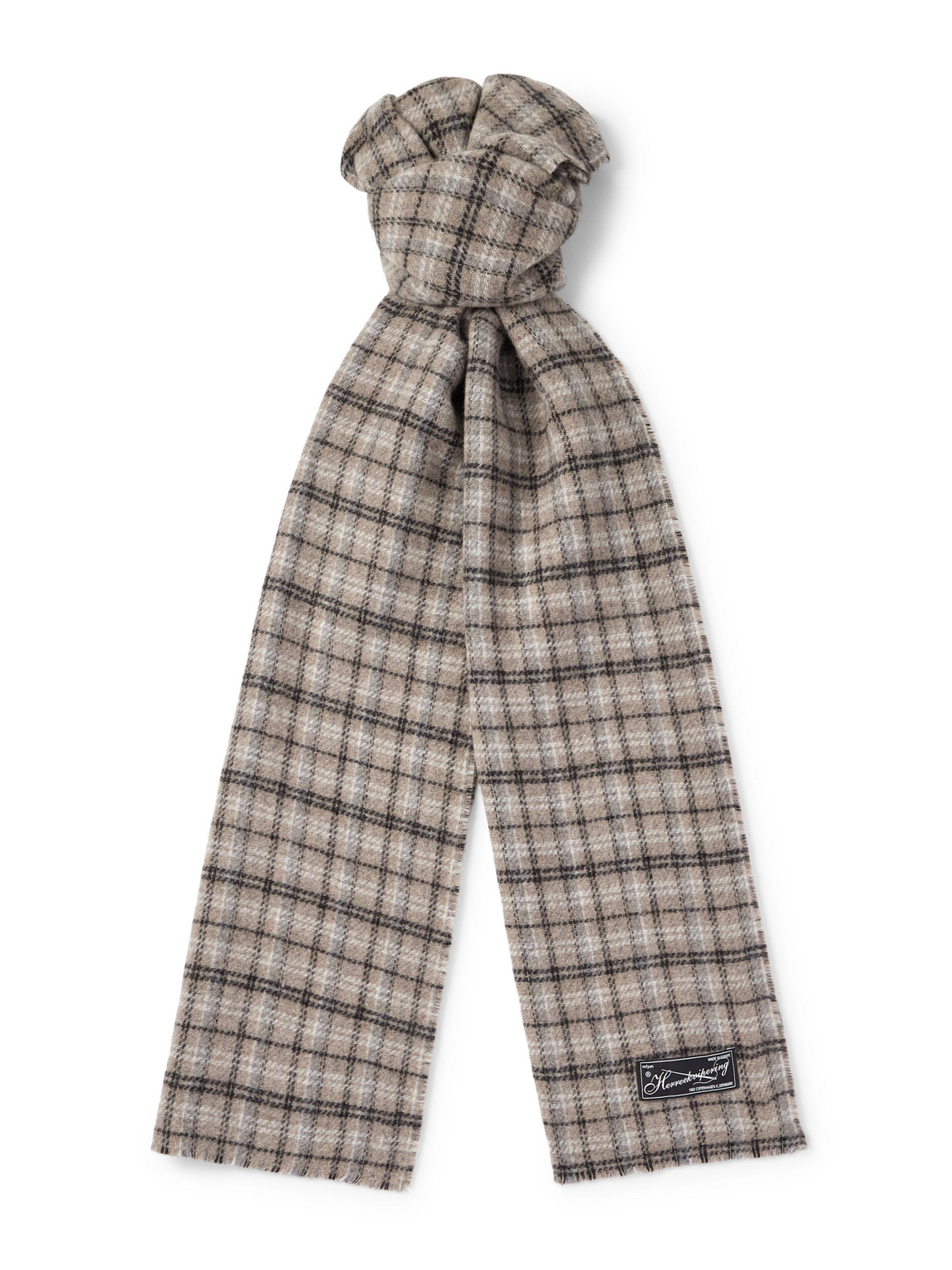 mfpen - Appliquéd Checked Double-Faced Wool-Blend Scarf - Men - Brown mfpen - Appliquéd Checked Double-Faced Wool-Blend Scarf - Men - Brown von mfpen