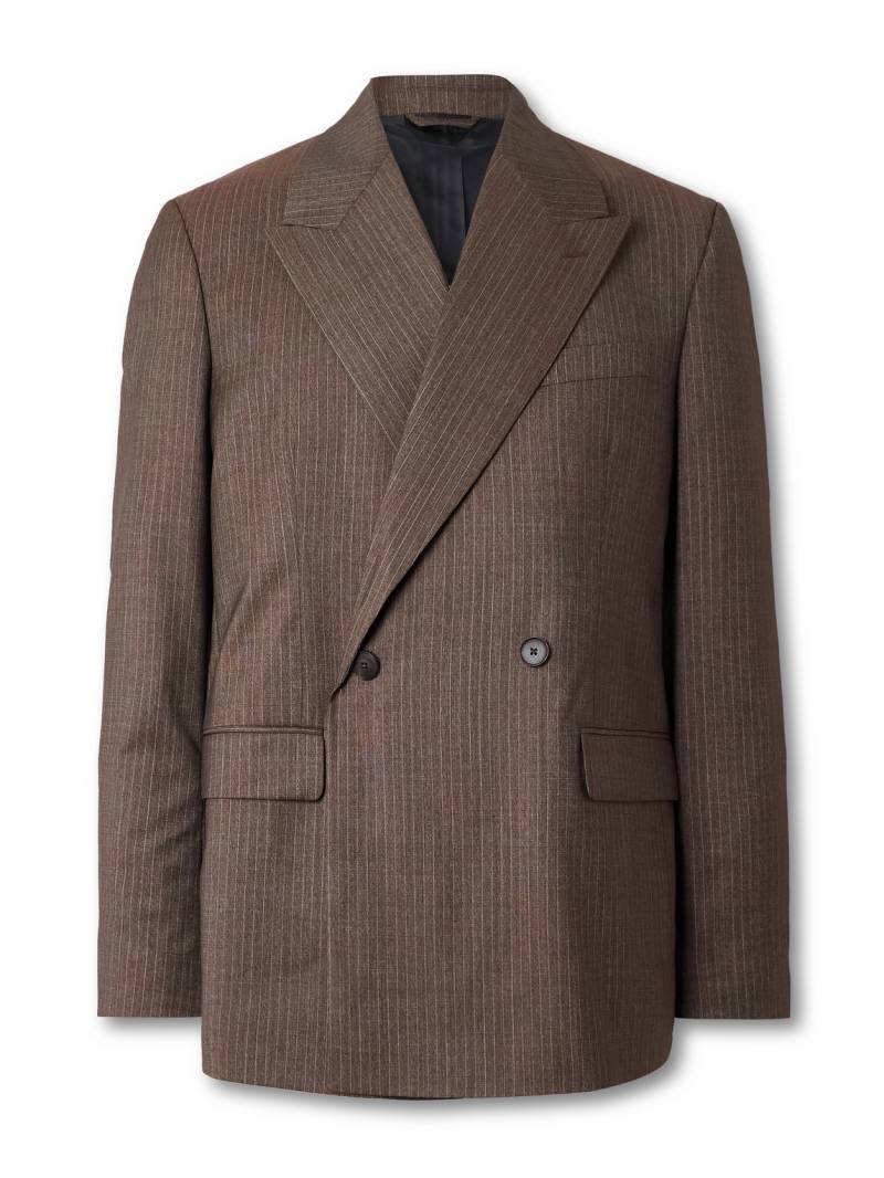 mfpen - Double-Breasted Pinstriped Wool Blazer - Men - Brown - S von mfpen