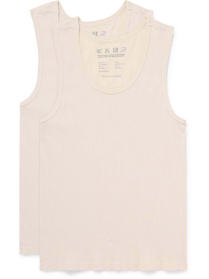 mfpen - Set of Two Slim-Fit Ribbed Organic Cotton Tank Top - Men - Neutrals - XL von mfpen