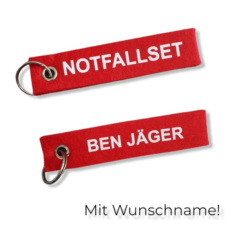 Schlüsselanhänger Filz Notfallset Personalisiert Mit Wunschnamen von mgwerbetechnik