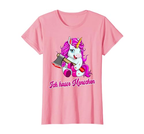 Lustiges Rosa Ich hasse Menschen Einhorn Damen T-Shirt von mh-artworx, geschenk für Damen