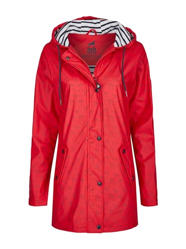 mh michael heinen Damen Regenjacke Schirm, Friesennerz, Regenschirm-Motiv, Regenparka, Regenmantel, wasserdicht, winddicht rot-navy 36 von mh michael heinen