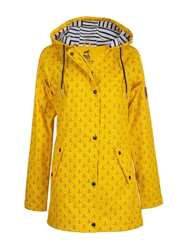 mh michael heinen Damen Regenjacke Borkum, Friesennerz, Anker-Motiv, Regenparka mit Kapuze, Regenmantel wasserdicht, Winddicht von mh michael heinen