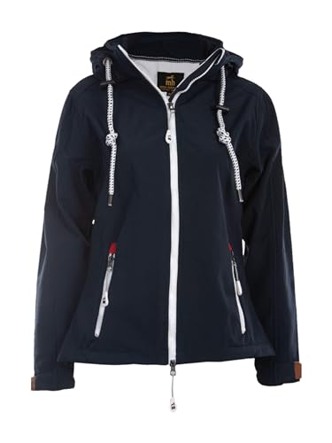 mh michael heinen Damen Softshelljacke Föhr, Funktionsjacke, Regenjacke, Regenparka, Softshellmantel, abtrennbare Kapuze, wasserfest, winddicht navy 38 von mh michael heinen