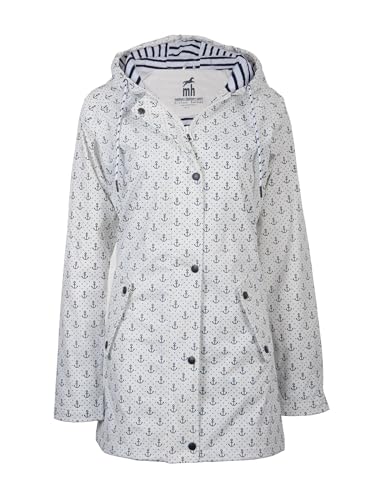 mh michael heinen Damen Regenjacke Borkum, Friesennerz, Anker-Motiv, Regenparka mit Kapuze, Regenmantel wasserdicht, Winddicht von mh michael heinen