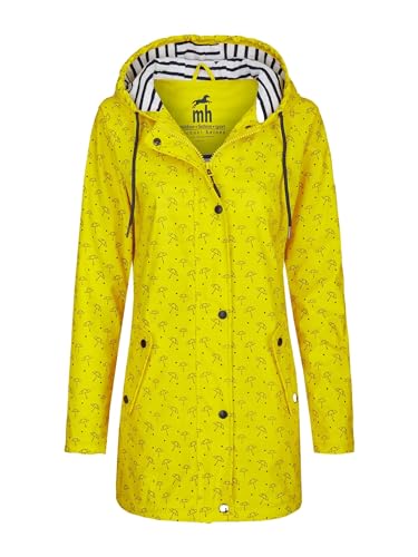 mh michael heinen Damen Regenjacke Schirm, Friesennerz, Regenschirm-Motiv, Regenparka, Regenmantel, wasserdicht, Winddicht gelb-Navy 34 von mh michael heinen