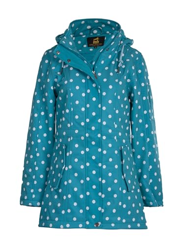 mh michael heinen Damen Softshelljacke Große Punkte, Funktionsjacke, Softshellmantel, Parka, wasserfest, Winddicht türkis 34 von mh michael heinen