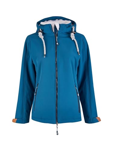 mh michael heinen Damen Softshelljacke Kiel, Funktionsjacke, Herbstjacke, Winterjacke mit Kapuze, gefüttert, winddicht, wasserdicht türkis 40 von mh michael heinen