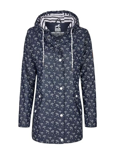 mh michael heinen Damen Regenjacke Schirm, Friesennerz, Regenschirm-Motiv, Regenparka, Regenmantel, wasserdicht, winddicht navy-weiss 34 von mh michael heinen