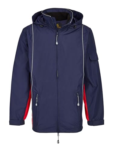 mh michael heinen Herren Regenjacke Memmert, abtrennbare Kapuze, wasserdicht, winddicht, atmungsaktiv navy-rot 6XL von mh michael heinen