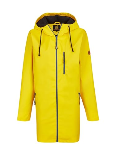 mh michael heinen Damen Regenmantel Neuwerk, Friesennerz, Regenjacke, mit Fleece gefüttert, Regenparka, wasserdicht, Winddicht und modisch gelb 38 von mh michael heinen