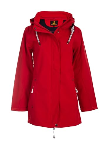 mh michael heinen Damen Softshelljacke Sylt, Funktionsjacke, Regenmantel, Regenparka, abtrennbare Kapuze, wasserfest, winddicht für Wandern Laufen red 40 von mh michael heinen