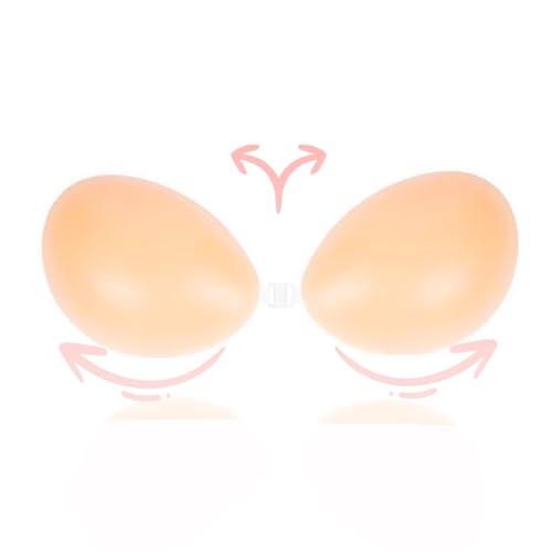 mhinese Klebe BH Push Up Dirndl BH, Wiederverwendbarer Silikon Push Up BH Trägerloser BH - Unsichtbarer Push Up rückenfreier BH. (Beige, A) von mhinese