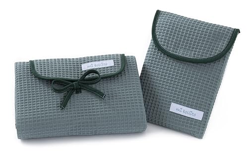 Mi bollito Set mit 2 wasserdichten Wickelunterlagen und Wickeltasche für Feuchttücher und Windeln. Vollständig in Spanien hergestellt., grün, Einheitsgröße von mi bollito