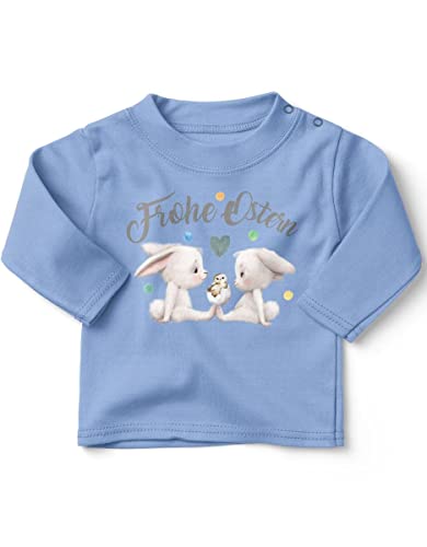 miKalino Baby/Kinder Longsleeve mit Spruch Frohe Ostern | Langarm Shirt für Jungen und Mädchen | Geschenkidee, Farbe:Sky, Grösse:80-86 von miKalino