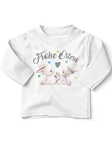 miKalino Baby/Kinder Longsleeve mit Spruch Frohe Ostern | Langarm Shirt für Jungen und Mädchen | Geschenkidee, Farbe:Weiss, Grösse:80-86 von miKalino