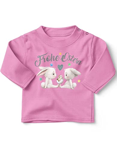 miKalino Baby/Kinder Longsleeve mit Spruch Frohe Ostern | Langarm Shirt für Jungen und Mädchen | Geschenkidee, Farbe:rosa, Grösse:92-98 von miKalino