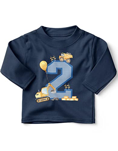 miKalino Baby/Kinder Longsleeve mit Spruch Ich Bin 2 - Baustelle Langarm Shirt für Jungen und Mädchen | Geschenkidee, Farbe:Navy, Grösse:92-98 von miKalino