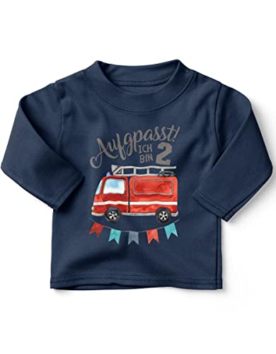 miKalino Baby/Kinder Longsleeve mit Spruch Ich Bin 2 - Feuerwehr Langarm Shirt für Jungen und Mädchen | Geschenkidee, Farbe:Navy, Grösse:80-86 von miKalino