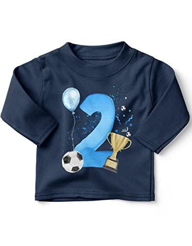 miKalino Baby/Kinder Longsleeve mit Spruch Ich Bin 2 Geburtstag - Fussball Langarm Shirt für Jungen und Mädchen | Geschenkidee, Farbe:Navy, Grösse:92-98 von miKalino