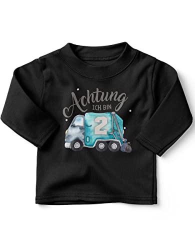 miKalino Baby/Kinder Longsleeve mit Spruch Ich Bin 2 - Müllabfuhr Langarm Shirt für Jungen und Mädchen | Geschenkidee, Farbe:schwarz, Grösse:80-86 von miKalino