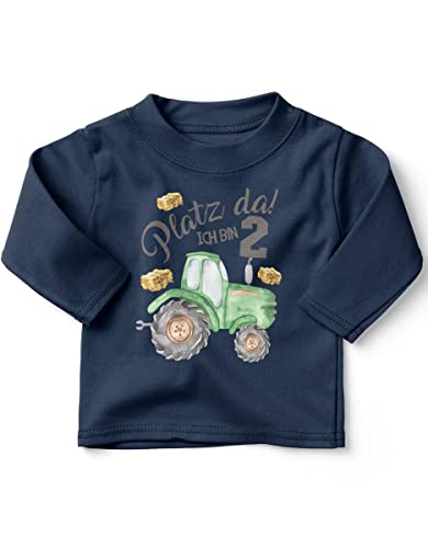 miKalino Jungen Kinder T-Shirt Langarm mit Spruch - Longsleeve mit Spruch für Kinder 2 Jahre mit Traktor 1 - Kinder Langarm Shirt Baumwolle - Kinder T-Shirt lang - Geschenk Farbe:Navy, Grösse:80-86 von miKalino