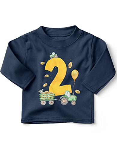 miKalino Jungen T-Shirt Langarm Mit Spruch - Longsleeve für Kinder 2 Jahre Mit Traktor 2 - Langarm Shirt Baumwolle - Geschenk Farbe:Navy, Grösse:80-86 miKalino Jungen T-Shirt Langarm Mit Spruch - Longsleeve für Kinder 2 Jahre Mit Traktor 2 - Langarm Shirt Baumwolle - Geschenk Farbe:Navy, Grösse:80-86 von miKalino