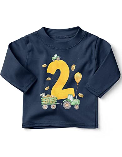 miKalino Jungen Kinder T-Shirt Langarm mit Spruch - Longsleeve mit Spruch für Kinder 2 Jahre mit Traktor 2 - Kinder Langarm Shirt Baumwolle - Kinder T-Shirt lang - Geschenk Farbe:Navy, Grösse:80-86 von miKalino