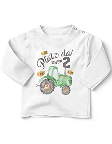 miKalino Jungen Kinder T-Shirt Langarm mit Spruch - Longsleeve mit Spruch für Kinder 2 Jahre mit Traktor 1 - Kinder Langarm Shirt Baumwolle - Kinder T-Shirt lang - Geschenk Farbe:Weiss, Grösse:80-86 von miKalino