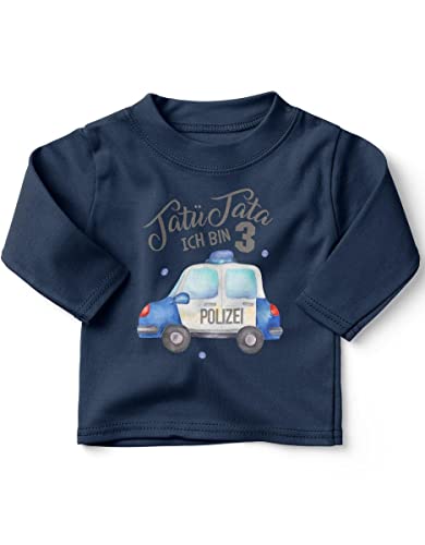 miKalino Baby/Kinder Longsleeve mit Spruch Ich Bin 3 - Polizei Langarm Shirt für Jungen und Mädchen | Geschenkidee, Farbe:Navy, Grösse:92-98 von miKalino