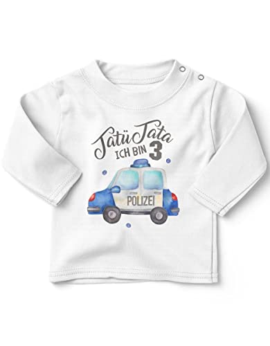 miKalino Baby/Kinder Longsleeve mit Spruch Ich Bin 3 - Polizei Langarm Shirt für Jungen und Mädchen | Geschenkidee, Farbe:Weiss, Grösse:92-98 von miKalino