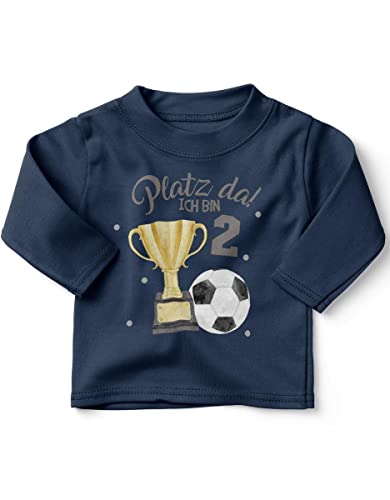 miKalino Baby/Kinder Longsleeve mit Spruch Platz Da ! Ich Bin 2 - Fussball Langarm Shirt für Jungen und Mädchen | Geschenkidee, Farbe:Navy, Grösse:92-98 von miKalino